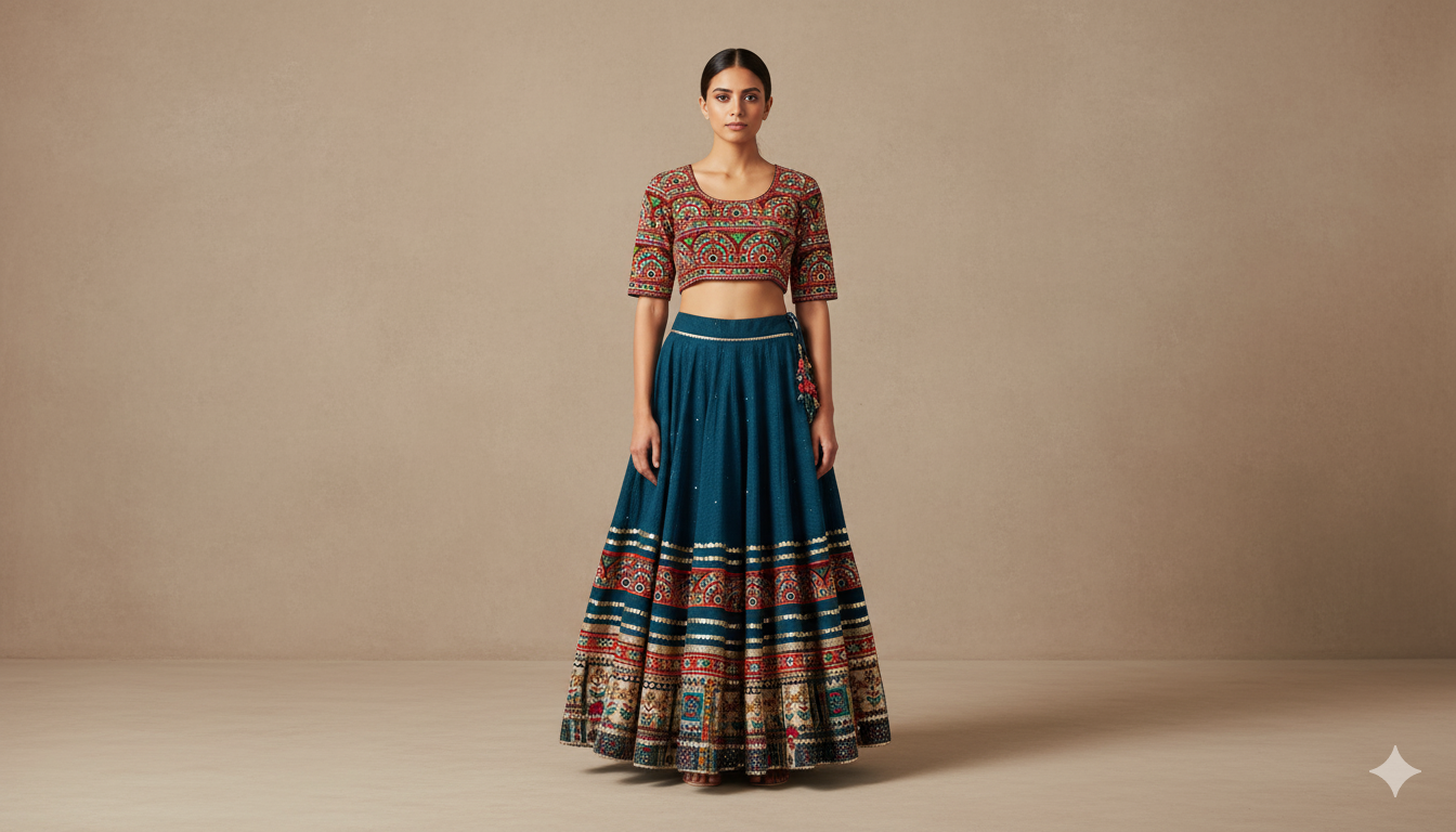 product blue with white duppata