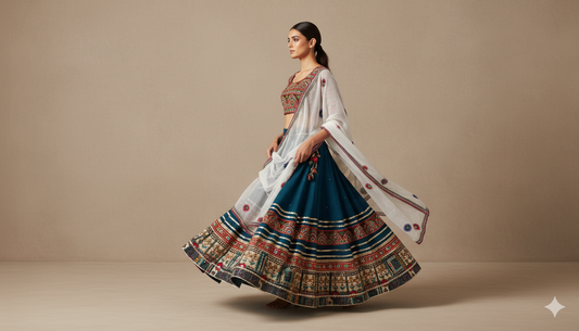 product blue with white duppata