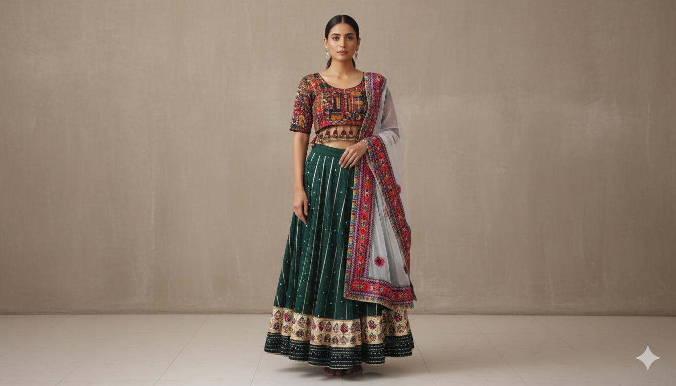 product olive green with white duppata