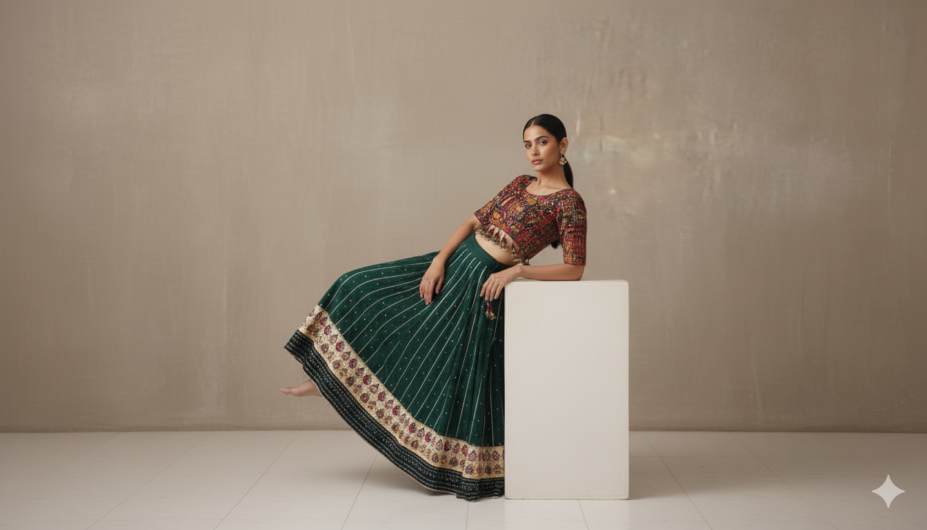product olive green with white duppata